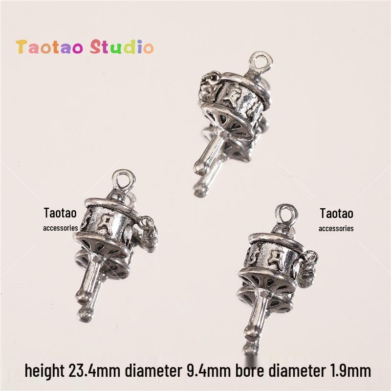 Tibetan Antique Silver Flower Spacer Beads Pendant for DIY Jewelry