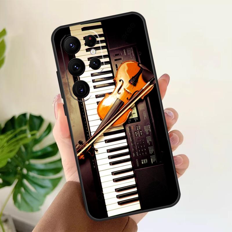 

Мягкий чехол для телефона Samsung Galaxy S25 S21 S22 S23 S24 Ultra S9 S10 Plus S20 FE S24 FE с рисунком Скрипка и Пианино Galaxy S24Ultra