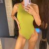 New Asymmetric One Shoulder Backless One Piece Swimsuit Women Swimwear Female High Leg Cut Padded Bather Bathing Suit Swim