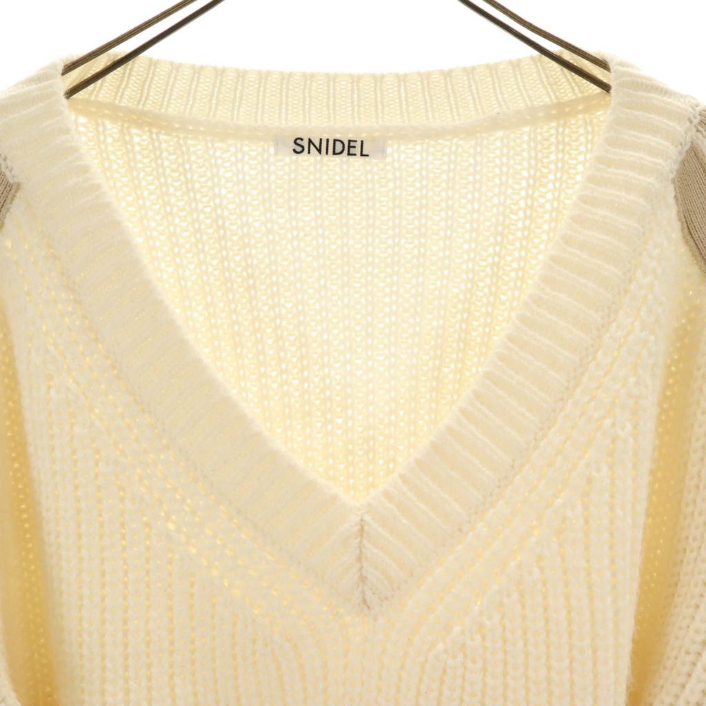 SNIDEL Long sleeve V neck sweater F Ivory knit Women Used