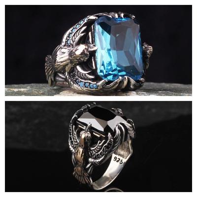 Nouvelle Bague Punk Dominateur Rétro Aigle Déployant ses Ailes pour Homme Européenne et Américaine