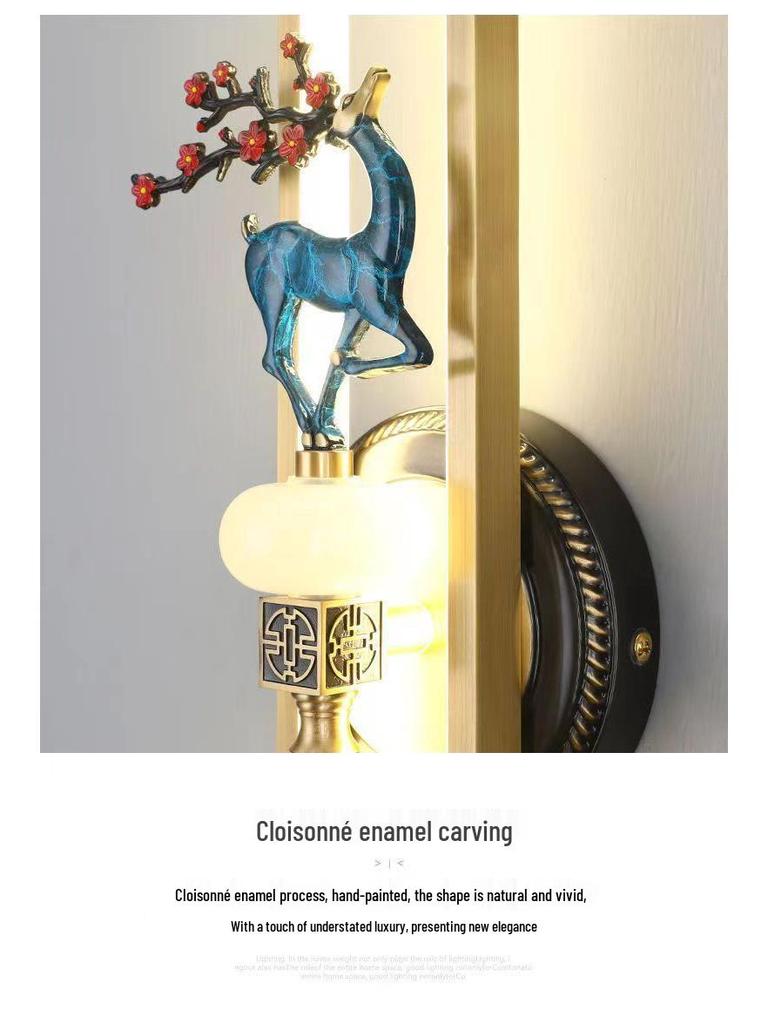 Chinese Cloisonné Enamel Brass Wall Lamp - Minimalist Bedside, Stair, Corridor & Living Room Light