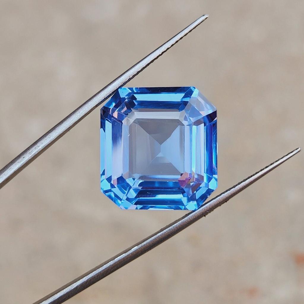 AAA 14x13 MM Natural Santa Maria Aquamarine Loose Asscher Cut Gemstone p507