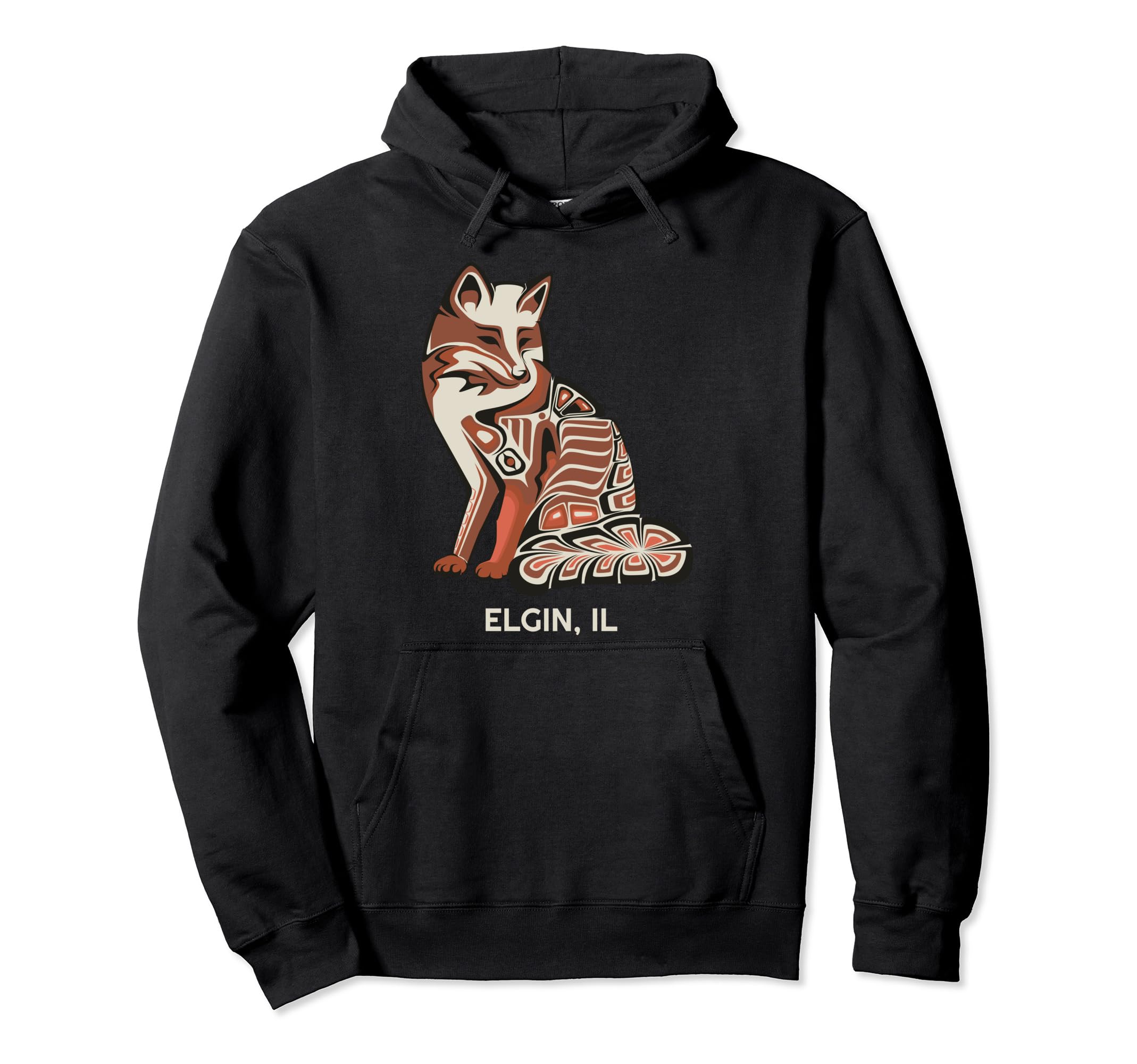 

Толстовка с капюшоном Red Tribal Fox Elgin Art с индейским рисунком