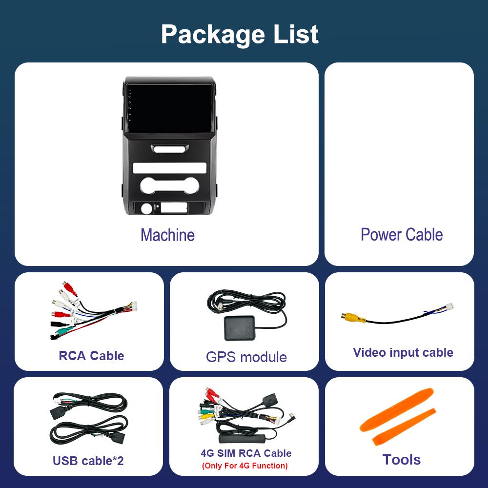 GPS Car Video Multimedia Player Android 14 Bluetooth 4G WiFi for Ford F150 P415 Raptor 2008 - 2014 QLED Touch Screen DSP Stereo