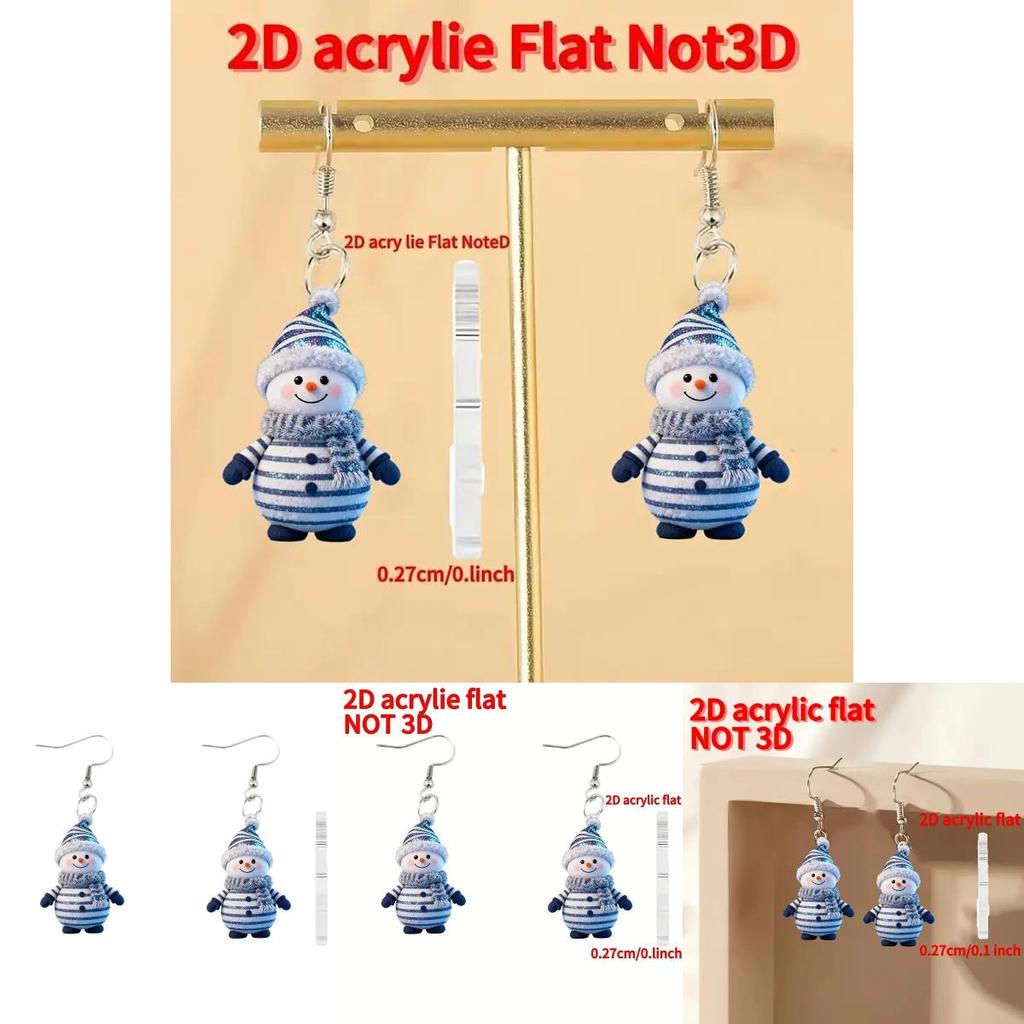 Festive Snowman Acrylic Jewelry With Printed Design For Holiday Gift Giving