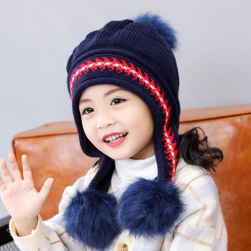 Parent-child children's hat winter cute girl princess hat autumn and winter velvet warm baby ear hat wool hat