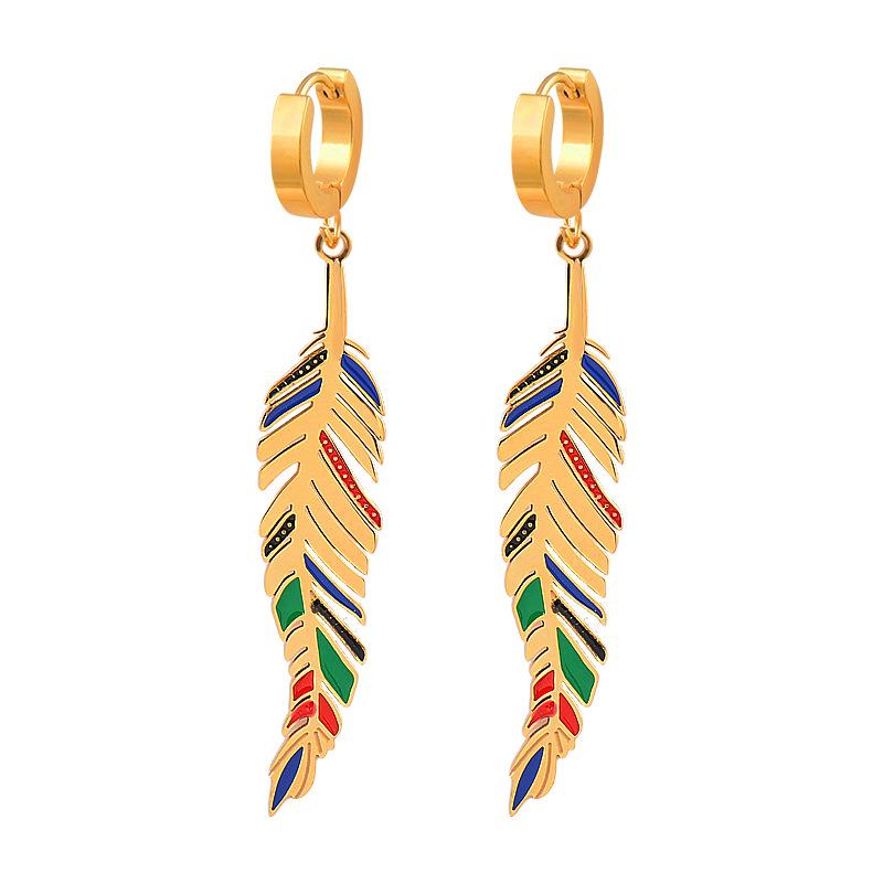 

Титан Титановая сталь Цветные капельные масляные сусальные серьги-подвески из нержавеющей стали Невыцветающие ювелирные изделия