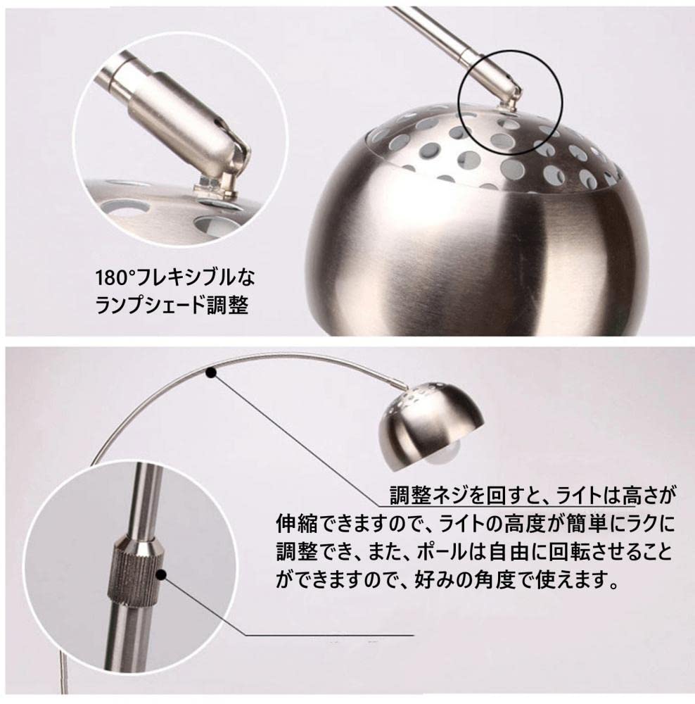 Pugrwei Floor Lamp, LED Standing Light, Interior Lighting, Ambient Lighting, 3-Tier Color Adjustment, Marble Base, ArchedFishing Shape Floor Lamp,