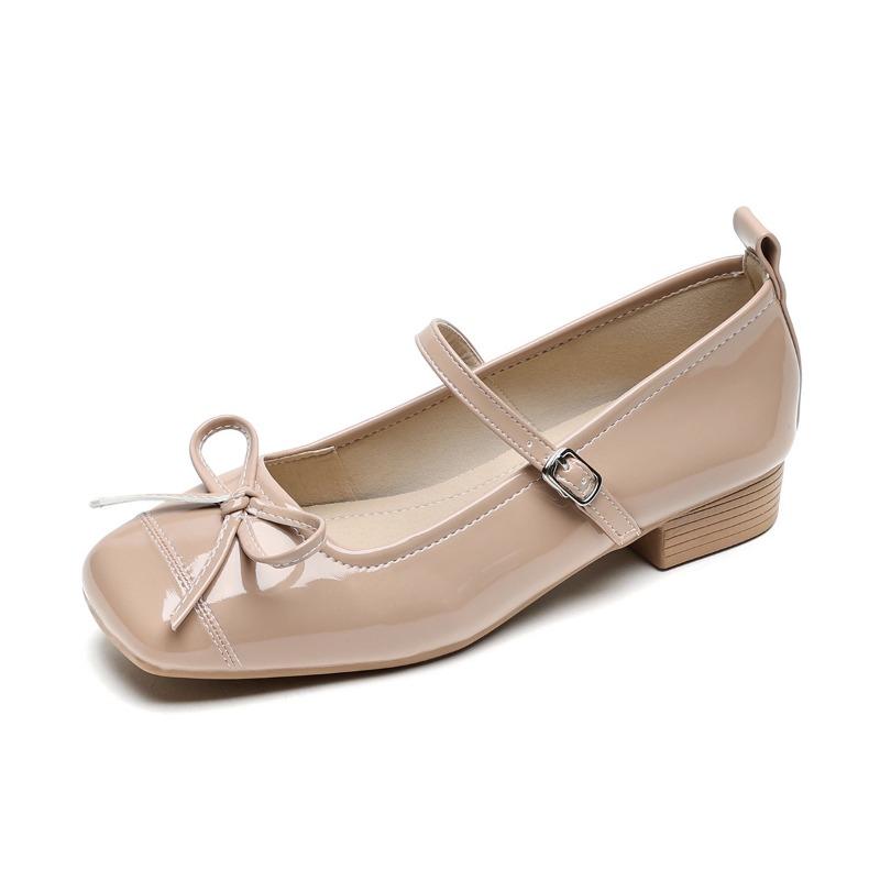 Women's Shoes with A Square Toe Thick Heel Single Toe and Shallow Opening