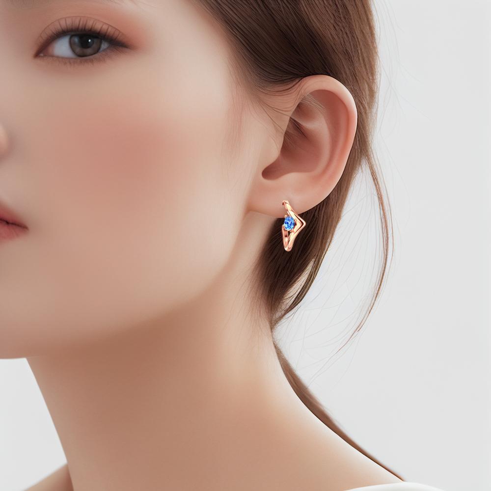 Popular Blue CZ Irregular Geometric Stud Earrings for Women Fashion Zircon Party Gift
