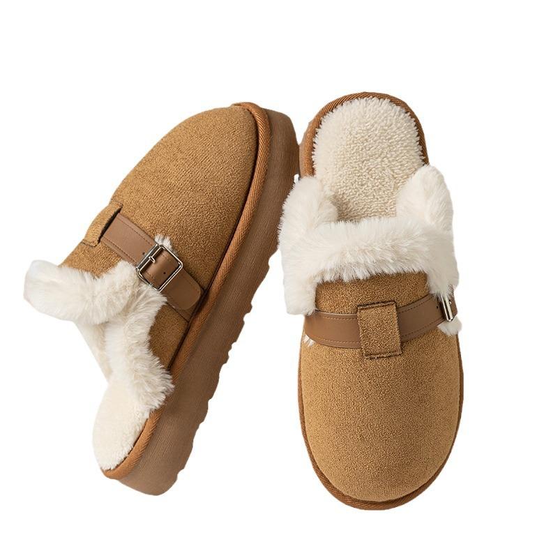 New winter Birkenstocks outer wear women's slippers cotton home cotton shoes warm plush men's and women's cotton slippers