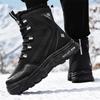 Winter Leather Boots with Fur Outdoor Men's Snow Boots Waterproof Non-slip Ankle Boots Work Cotton Boots Climbing Trekking Boots