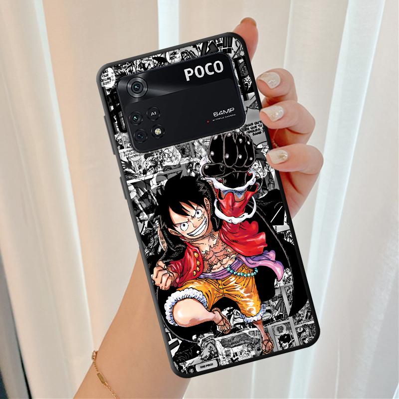 Black Soft Shell Case for Xiaomi Poco F3 F7 X4 Pro X3 NFC C40 C50 M3 M4 Pro X7 C71 C75 X5 M5s M7 C51 C61 One Piece Luffy Anime