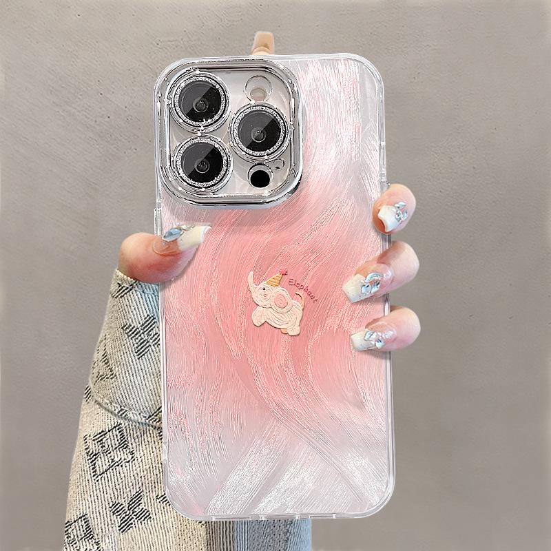 

Маслопись Слоны Подходит для Чехла для Мобильного Телефона Apple 16 15promax Перьевая Пряжа 14 Милый 13 Высококлассный 11 Пара 8 Redmi K40/K40 Pro