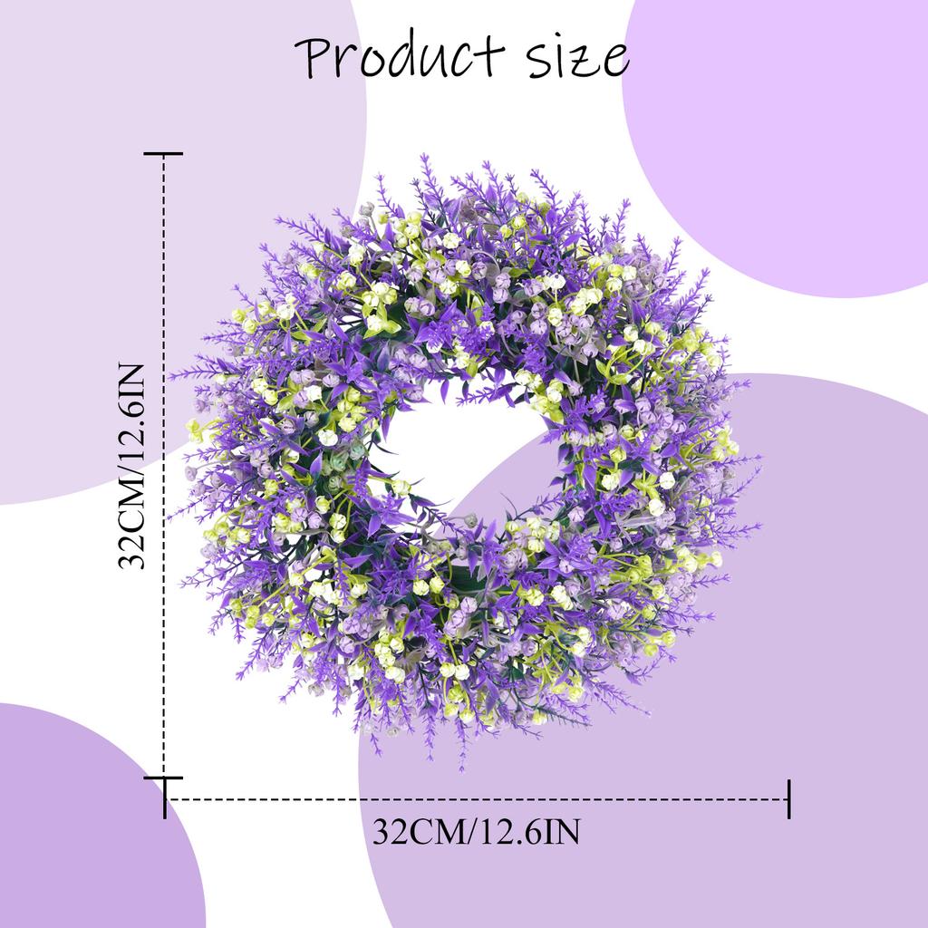 Purple Artificial Flower Wreath for Front Door Wall Hanging Home Decor