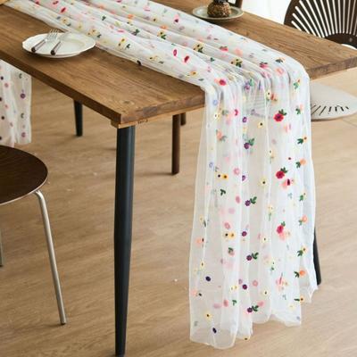Bouquet Wrapping Fabric Floral Embroidered Tulle Fabric Polyester Floral Embroidery Sheer Mesh Fabric Bouquet Wrapping Sheer
