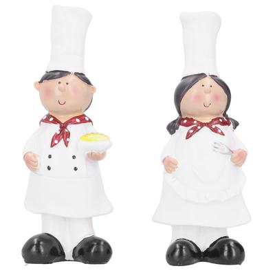 Sculture Statue Coppia Chef in Resina Decorazione Cucina Bar Armadio Decorazione Panetteria Regalo