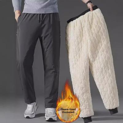 Men's Winter Assault Cotton Trousers: Northeast Loose Straight Lambskin Velvet, Thick, Warm, Large Size Casual Pants