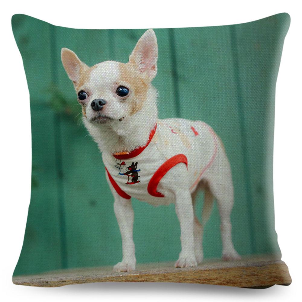 Cute Little Dog Chihuahua Cushion Cover Decor Lovely Pet Animal Pillowcase Polyester Throw Pillow Case for Sofa Home Car 45x45cm