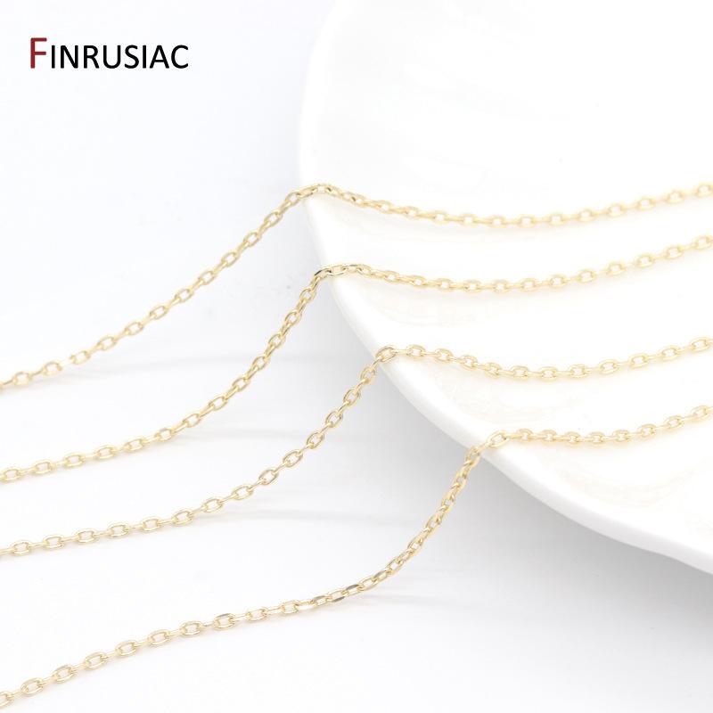 Multi Styles 14K Gold Plated Brass Necklace Chain Bulk for Jewelry Making Findings,DIY Jewelry Making Components Wholesale