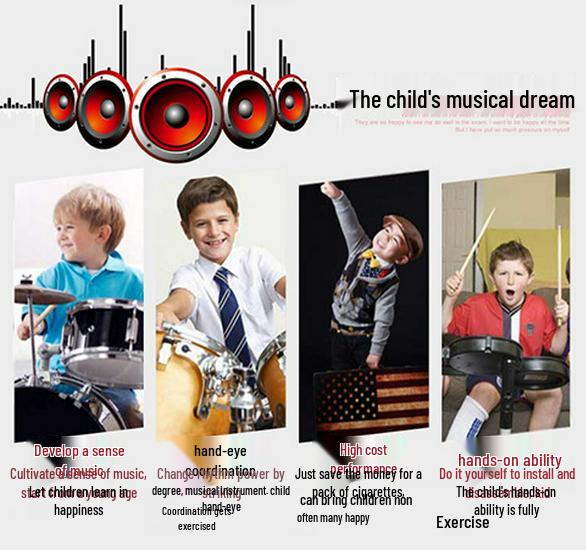 Kids' Jazz Drum Set - Beginner Percussion Instrument Toy