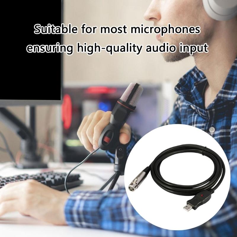 9.84ft USB Male to 3Pin Female Mic Converter Cable Wire Line for Studio Sound Recording with Wide Compatibility Black