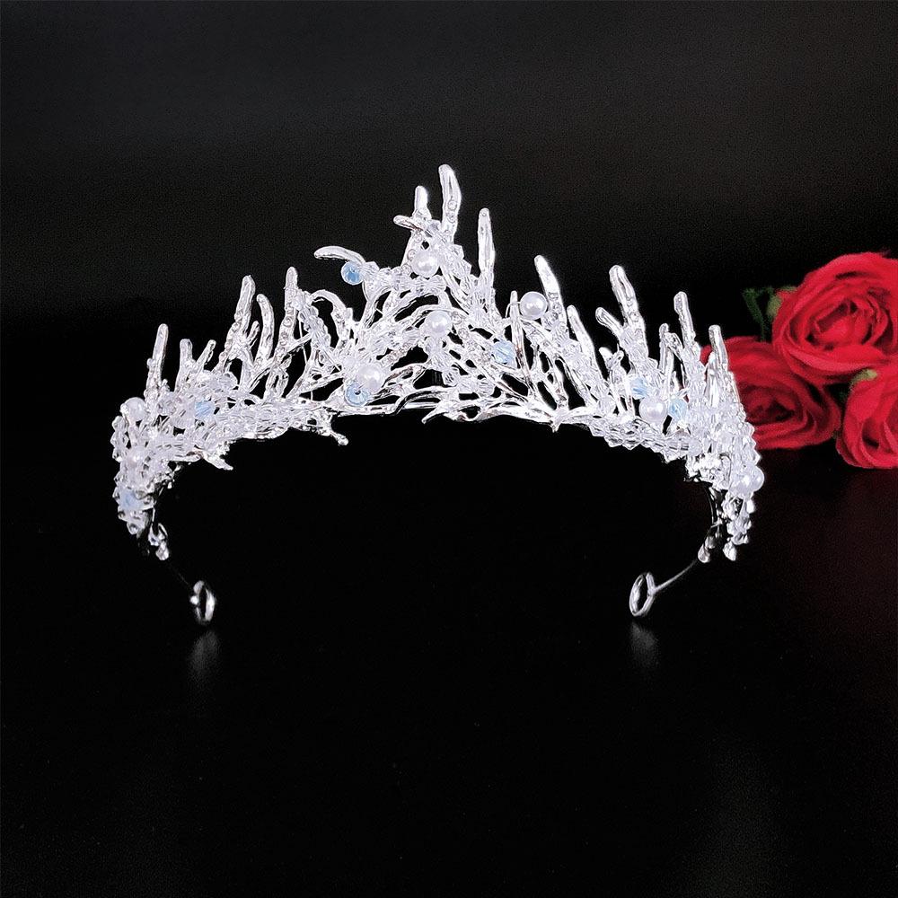 

New Bridal Jewelry Silver Handmade Crystal Beaded Wedding Crown Wedding Supplies Alloy Accessories Headdress