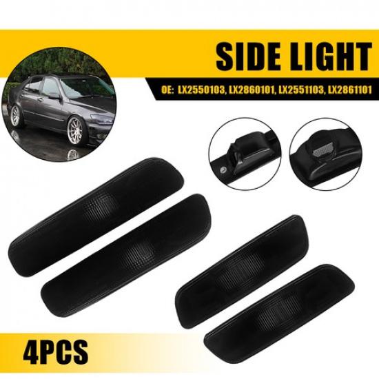 4x For 2001-2005 Lexus IS300 Smoked Lens Front & Rear Side Marker Lights Housing