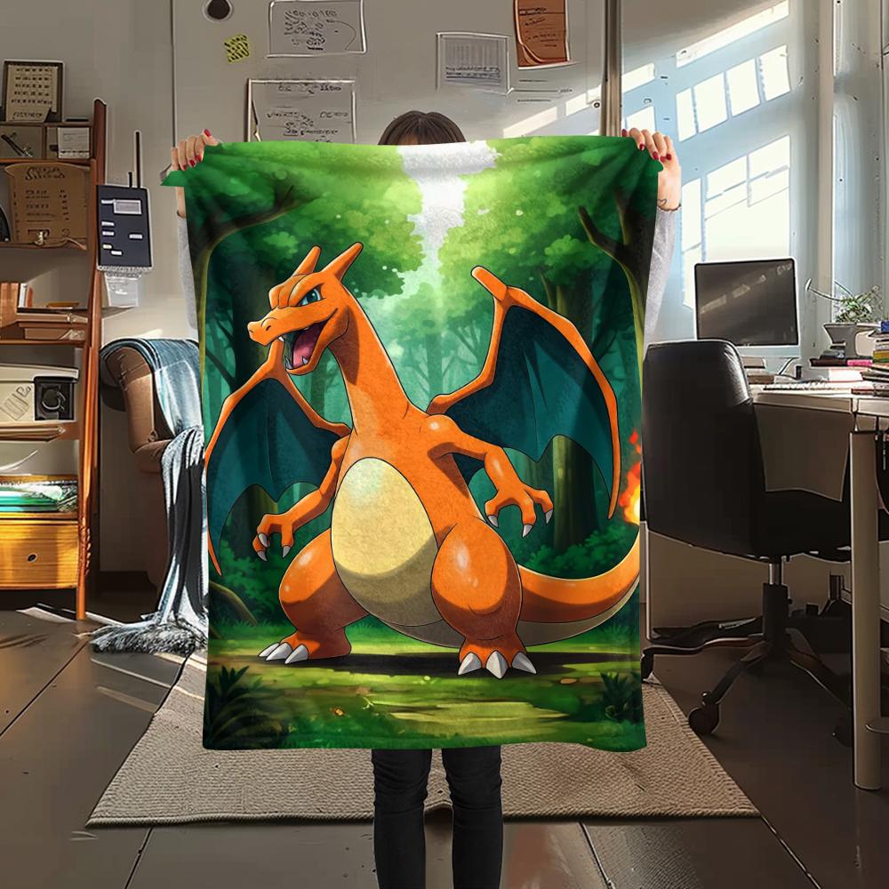 Charmander pattern Flannel Blanket, High quality Comfortable for All Seasons, Home Decor, Warmth and Comfort, Perfect for Gifts.