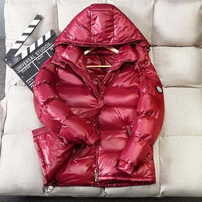 Down Jacket Short Shiny Men and Women Winter Warm Super Thick White Duck Down Couple Jacket