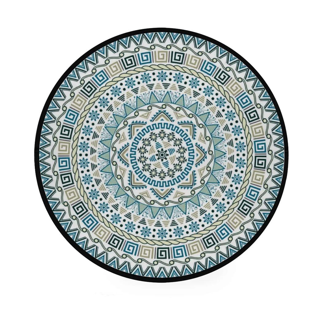 Abstraktní Boho Květinová Mandala Kulatý Koberec Exotický Květinový Kruh Koberec do Obývacího Pokojí Měkká Protiskluzová Podložka do Dětského Pokojí Vstupní Podlahová Rohož
