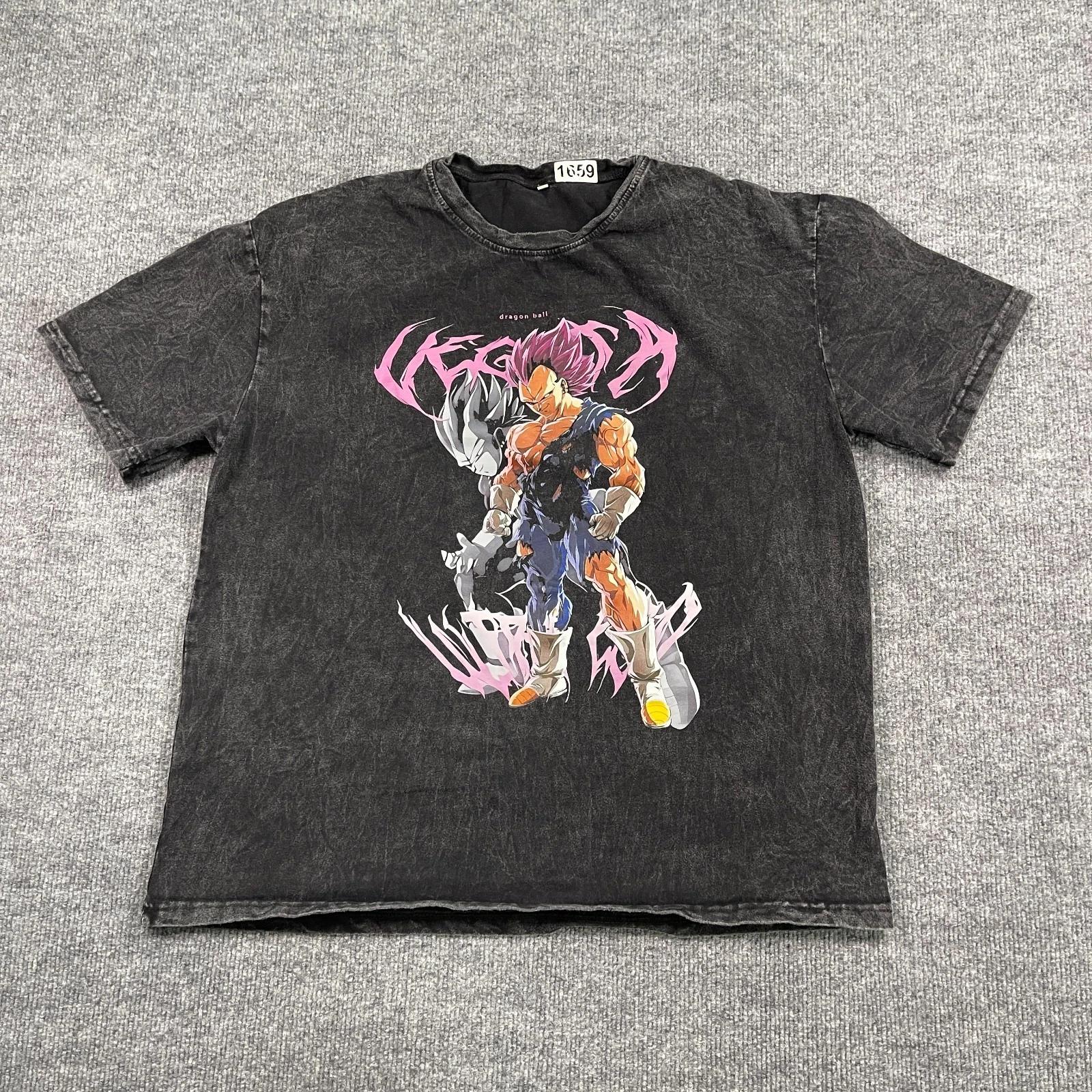 

Y2K Dragon-Ball Super Vegeta Ultra Ego Acid Wash Shirt Large 22x25 Black 2XL