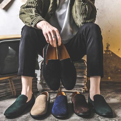 Men'S Pointed Leather Shoes, Suede Leather, Korean Version Of British Men'S Shoes, Lazy Tide Shoes, Doudou Shoes A0706-J