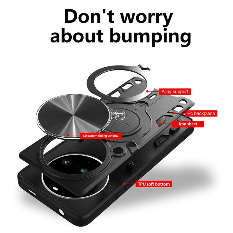 Push Window Magnetic Ring Kickstand Armor Shockproof Case For Xiaomi 15 Ultra Alloy Holder Stand PC Slide Lens Camera Cover For Mi 14 Pro 13 15 Ultra
