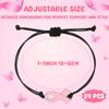 24 Pcs Breast Cancer Awareness Bracelets For Women, Pink Ribbon Bracelets, Adjustable Cord And Braided Ribbon, Chest Accessories