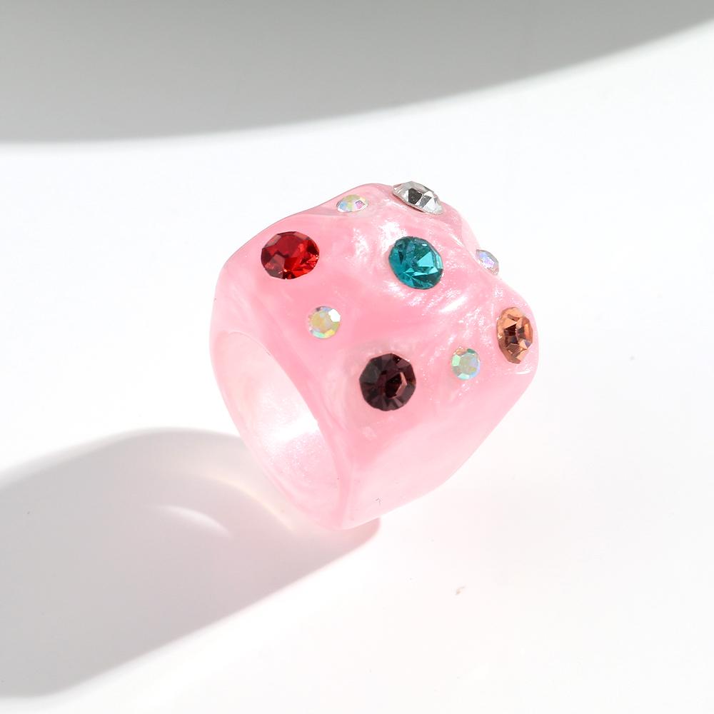 New Sweet Colorful Chunky Acrylic Finger Rings for Women Girl Trendy Resin Crystal Square Stackable Ring Minimalist Jewelry Gift