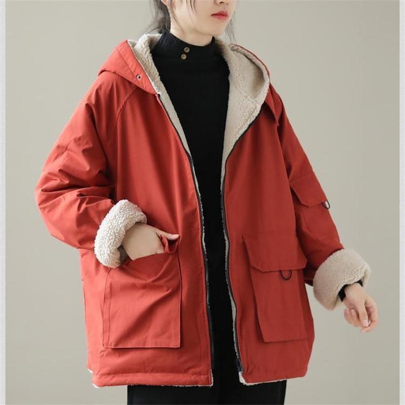 Women Loose Leisure Hooded Coat Women's Tide Ins Autumn Winter Cotton-Padded Jacket Female New Cotton-Padded Jacket