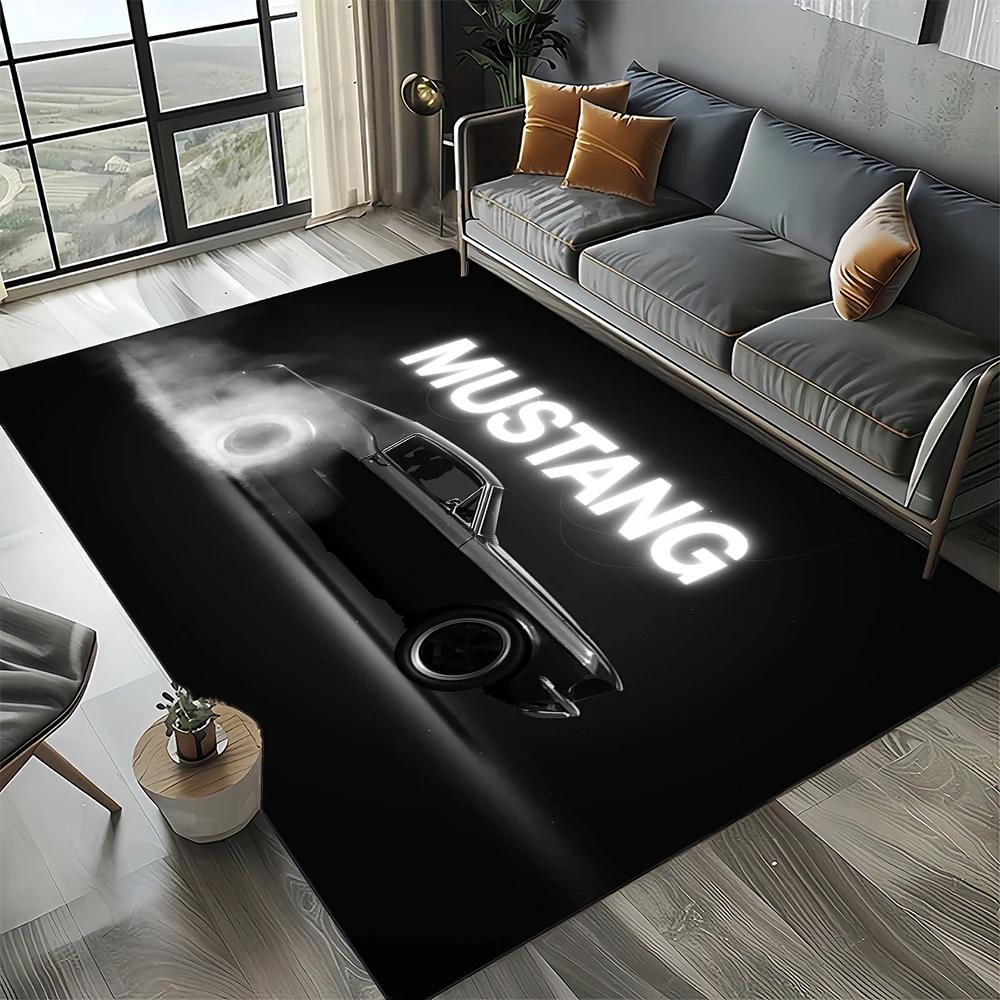 3D F-Ford Mustang Závodní Auto Motocykl Koberec Kobereček do Obývacího Pokoje Ložnice Domácí Dekorace Pohovky, Dětský Koberec Protiskluzová Podložka na Podlahu