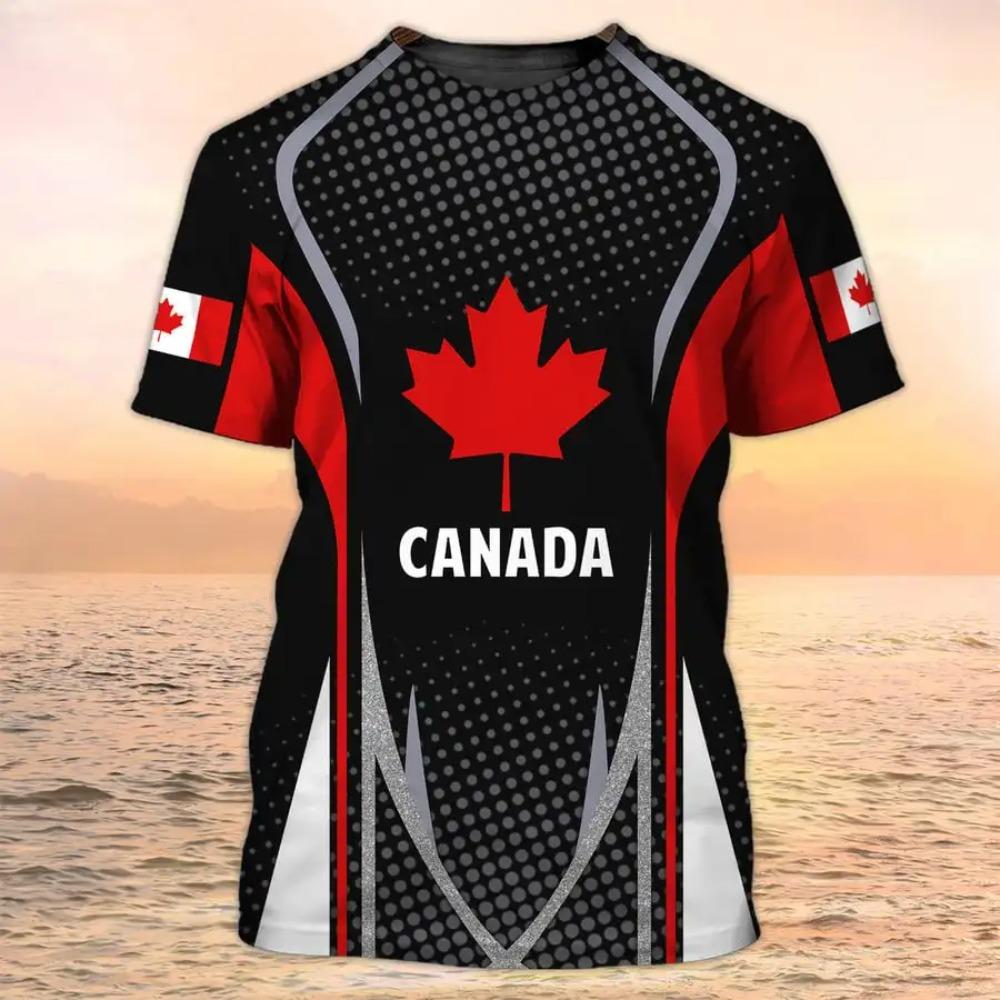Canada Flag Maple Leaf Printed T-shirt Men Women Fashion Sports Streetwear Short Sleeved T Shirt Kids Canadian Football Jersey