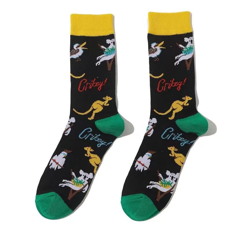 AB New Fashion Socks for Men and Women Colorful Cartoon Animal Cotton Sock Hip Hop Funny Plant Mushroom Bird Stocking