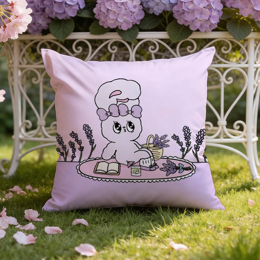 Cute E-Esther Bunny Pink Cushion Cover Home & Car Dual-Scene Pillow Cover: Reversible For Premium Comfort