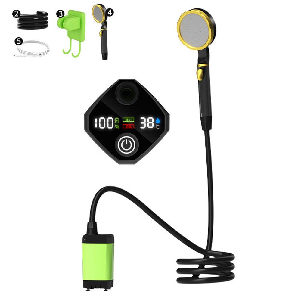 Pompa prysznicowa do użytku na zewnątrz, kempingowa, 6000 mAh/7800 mAh/9000 mAh, przenośna, akumulatorowa, elektryczna pompa prysznicowa z inteligentnym wyświetlaczem cyfrowym