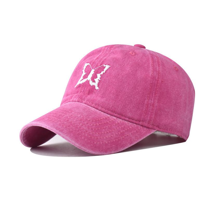 Cotton Wash Vintage Butterfly Embroidered Baseball Cap With Curved Brim For Adults Summer
