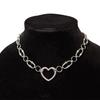 Open Heart Pendant Necklace for Women, Silver Tone Link Chain Jewelry with Adjustable 31-40 Cm Length for Daily Outfits and Gift Use