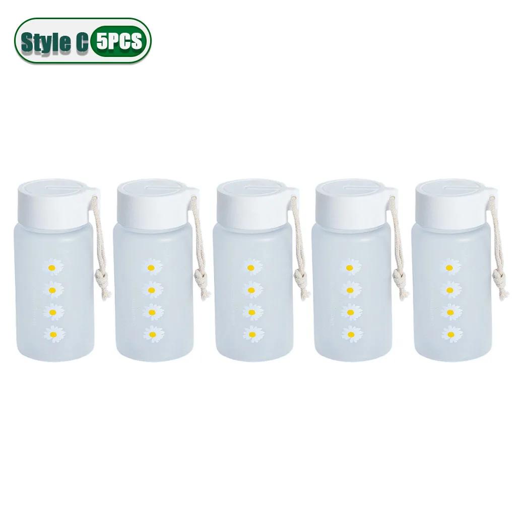 Small Daisy Frosted Plastic Mug Transparent Portable Travel Tea Cup BPA Free Cute Outdoor Girl Water Cup Children Water Bottle