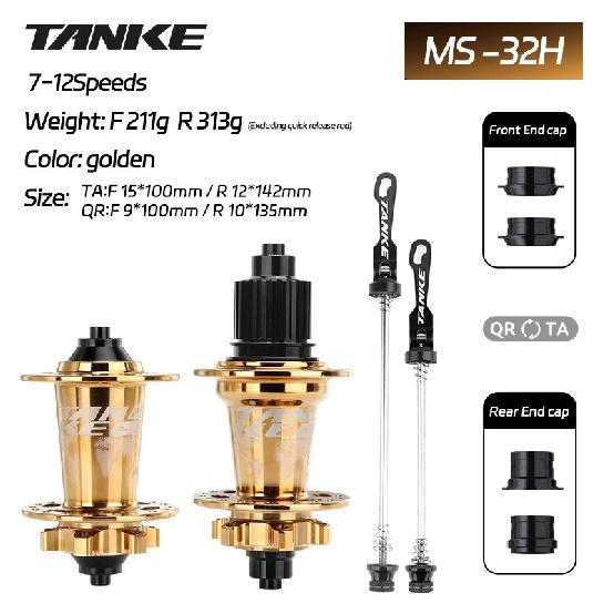 TANKE 120 Click MTB Hub 6 Bearing 32 36 Holes Mountain Bike Front Rear QR Thru-axle Exchange Bicycle Disc Brake Hubs HG MS TH390