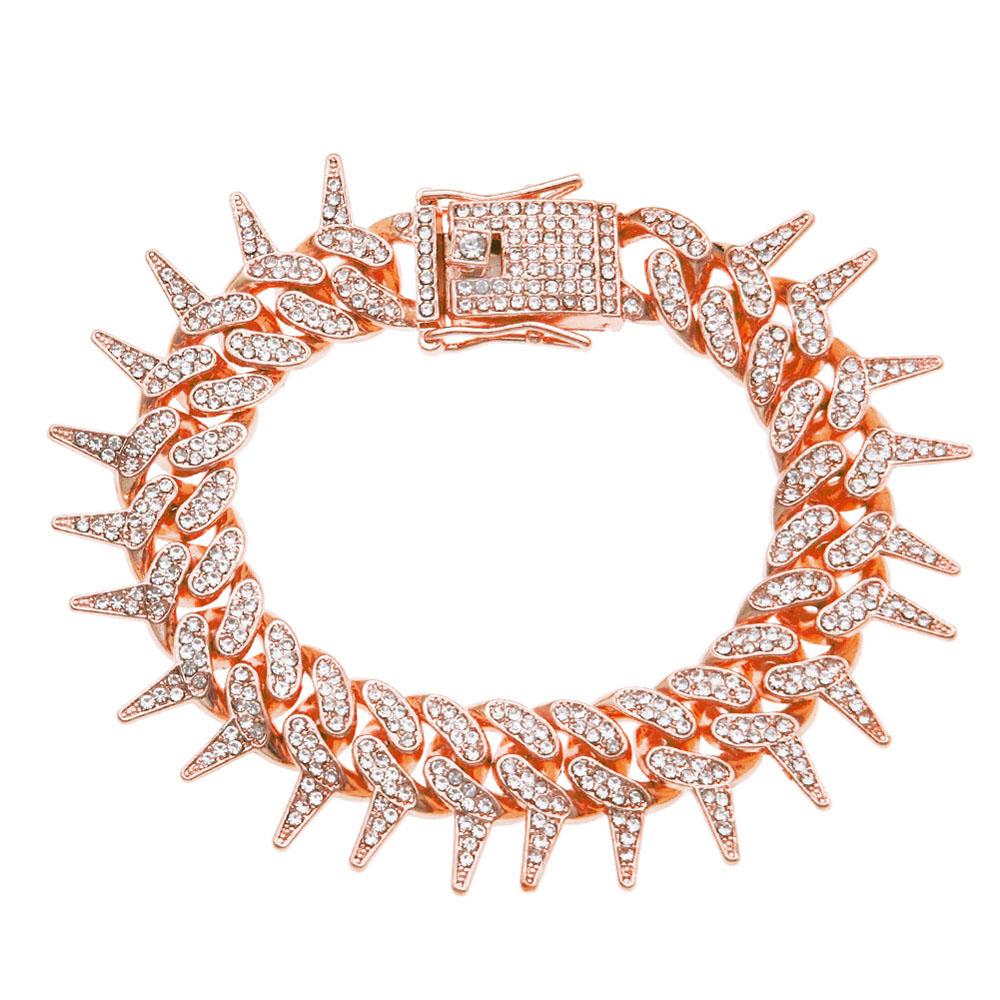 20mm Gothic Thorns Flash Full Rhinestone Miami Cuban Chain Luxury Fashion Men's Necklace For Women Hip Hop Cool Bracelet Jewelry
