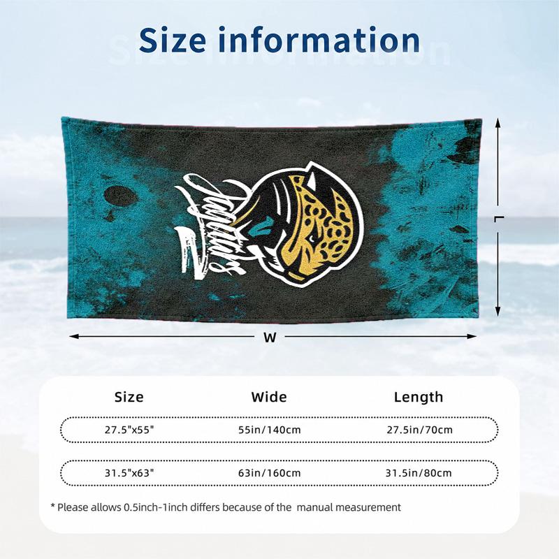 Jacksonville Jaguars Beach Towel Quick Dry Sand Free Lightweight Beach Towels for Travel Swimming Camping