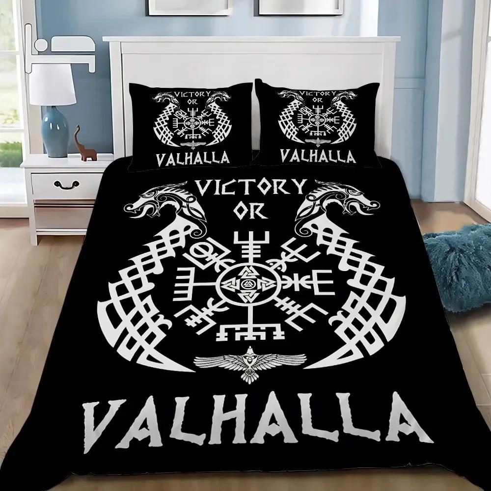 Viking Northern Germanic Culture Wolf Celtic Mystical Symbol Bedding Set Comforter Bed Home Decor Single Double Large Size